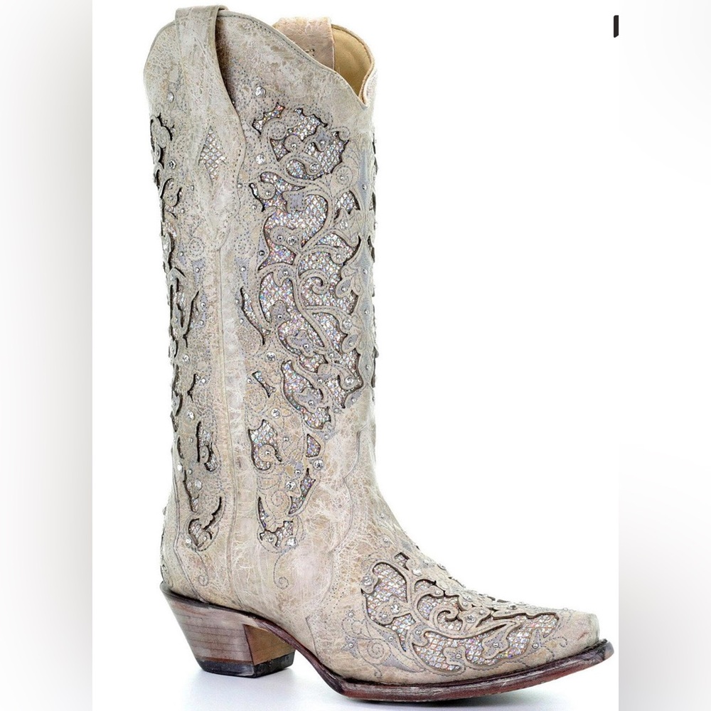 Corral Women's size 8.5 Glitter Inlay and Crystals Wedding Boots. Never worn!